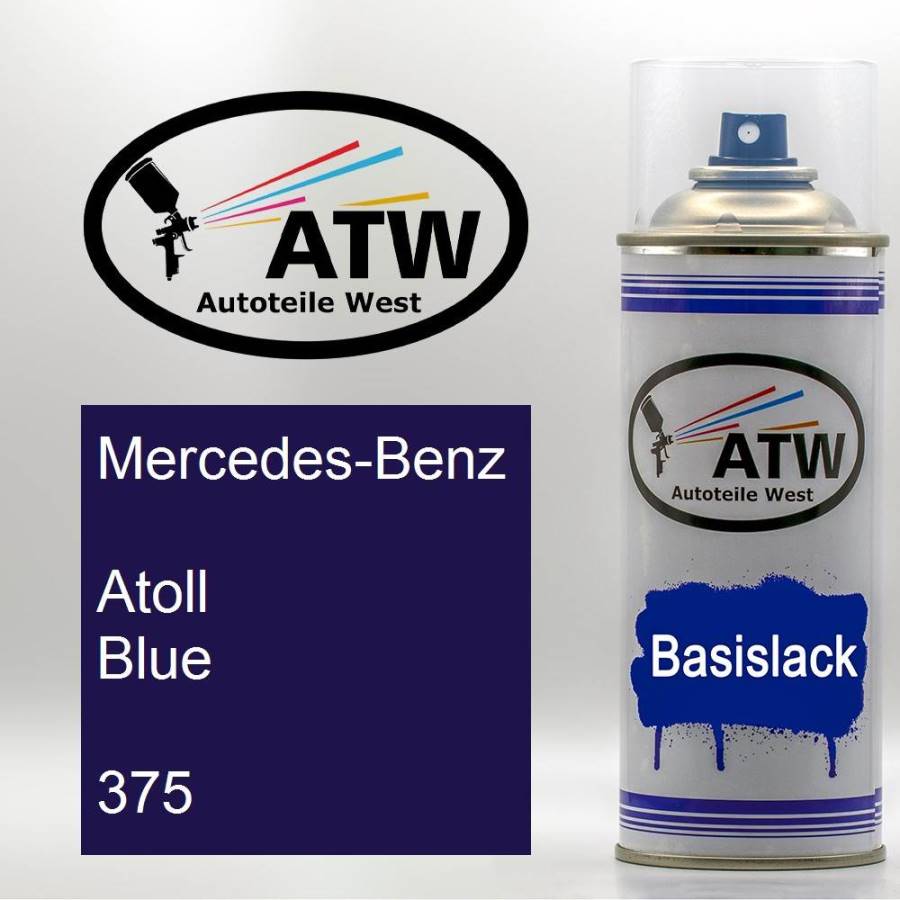 Mercedes-Benz, Atoll Blue, 375: 400ml Sprühdose, von ATW Autoteile West.